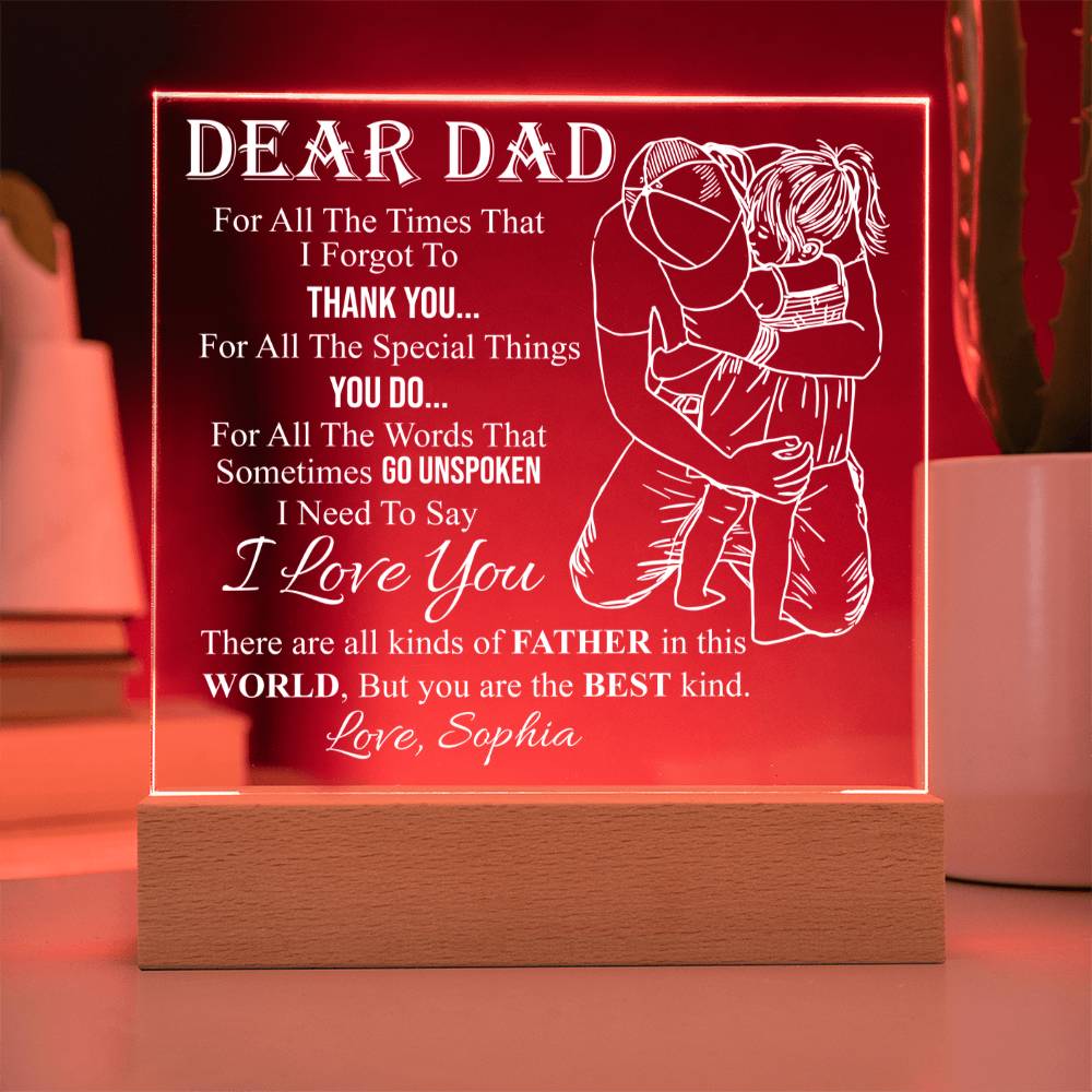 Dad LED plaque gift from daughter
