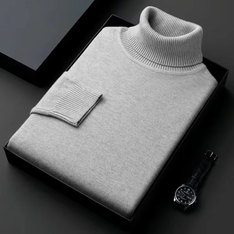 Mens Sweater High Quality Knitted Turtleneck Pullover Slim Fit Long Sleeve Warm Solid Color Casual Woolen Sweater Mens Clothing
