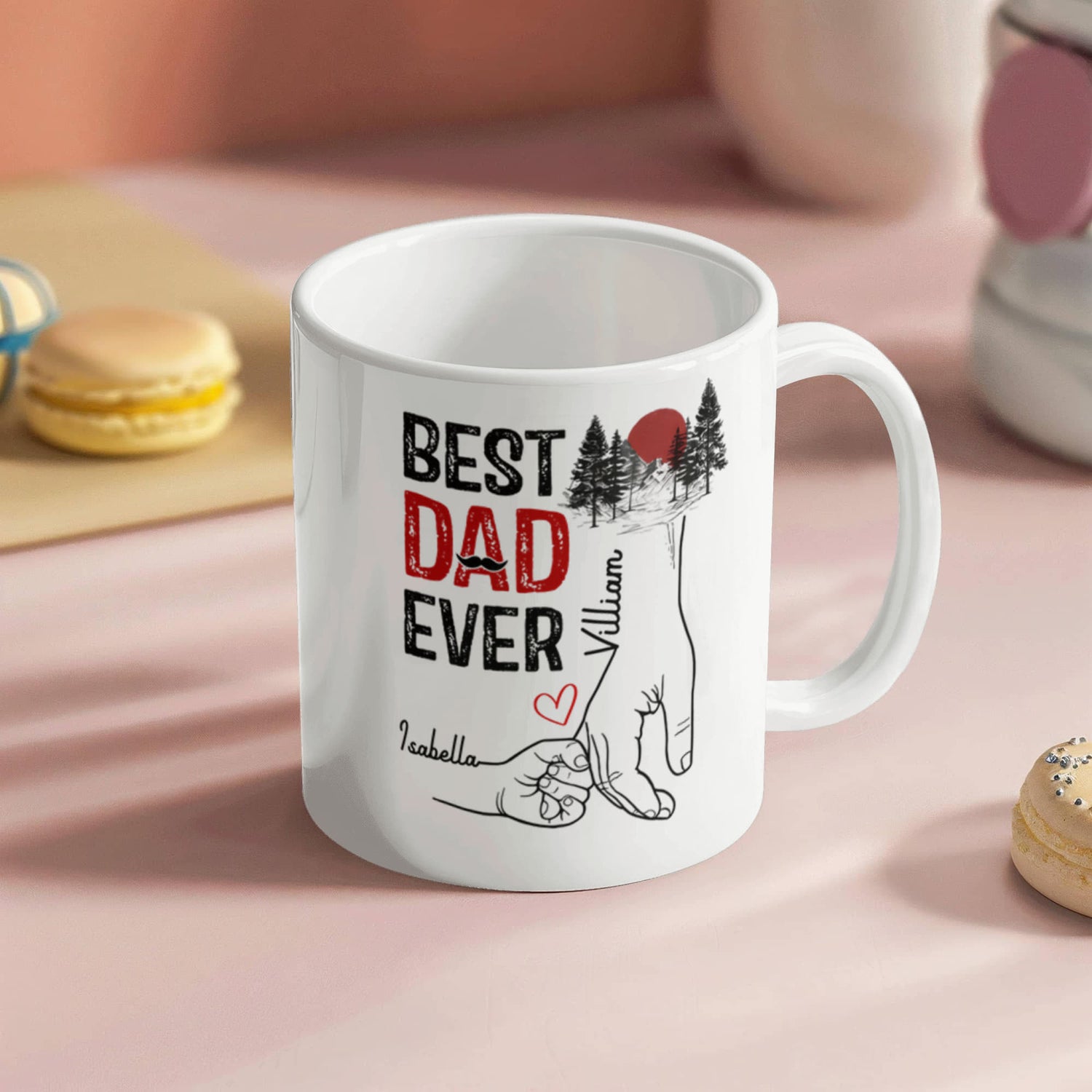 Best Dad Ever Personalized Mug – Custom Dad Coffee Mug with Kids Names, Father’s Day Gift from Kids