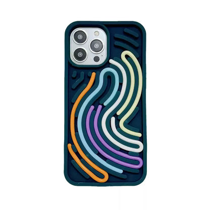 Stress-Relieving Phone Case - Silicone Maze Fidget Cover (5 Colors)