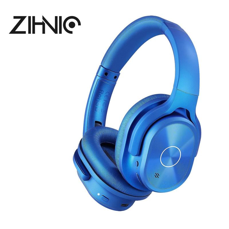 ZIHNIC PN9 Active Noise Cancelling Headphones with Built-In Microphone, Waterproof, Long Standby Powerful Battery Life, Wireless Bluetooth 5.4 Adjustable Audio Audio Connection Custom Earpads Foldable Red Gaming Headset