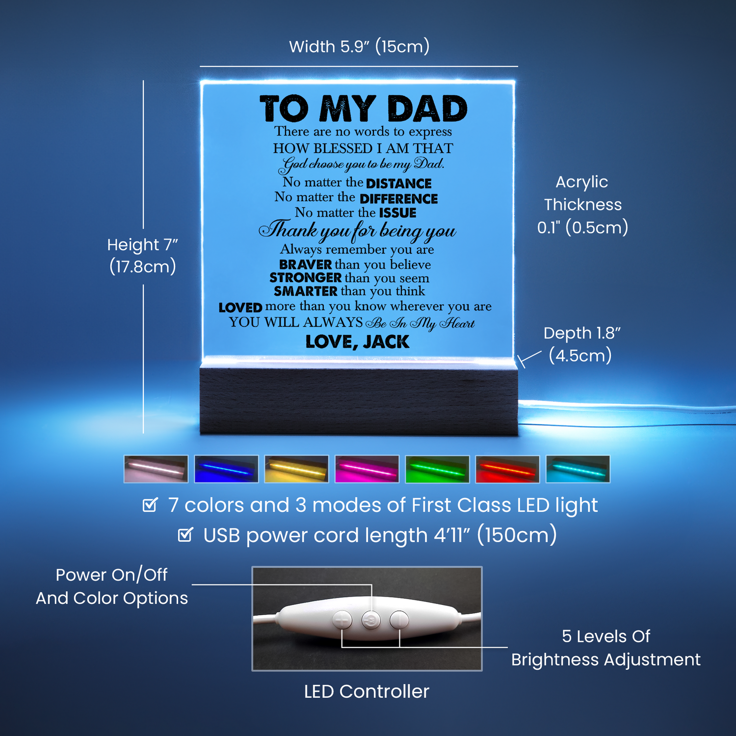 Personalized To My Dad LED Night Light Plaque - Emotional Father&