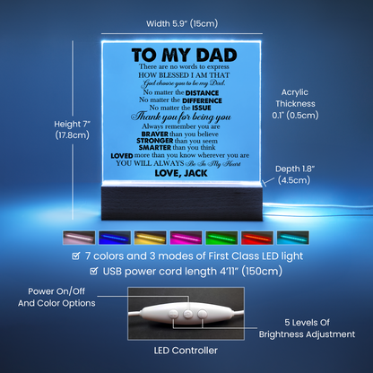 Personalized To My Dad LED Night Light Plaque - Emotional Father&
