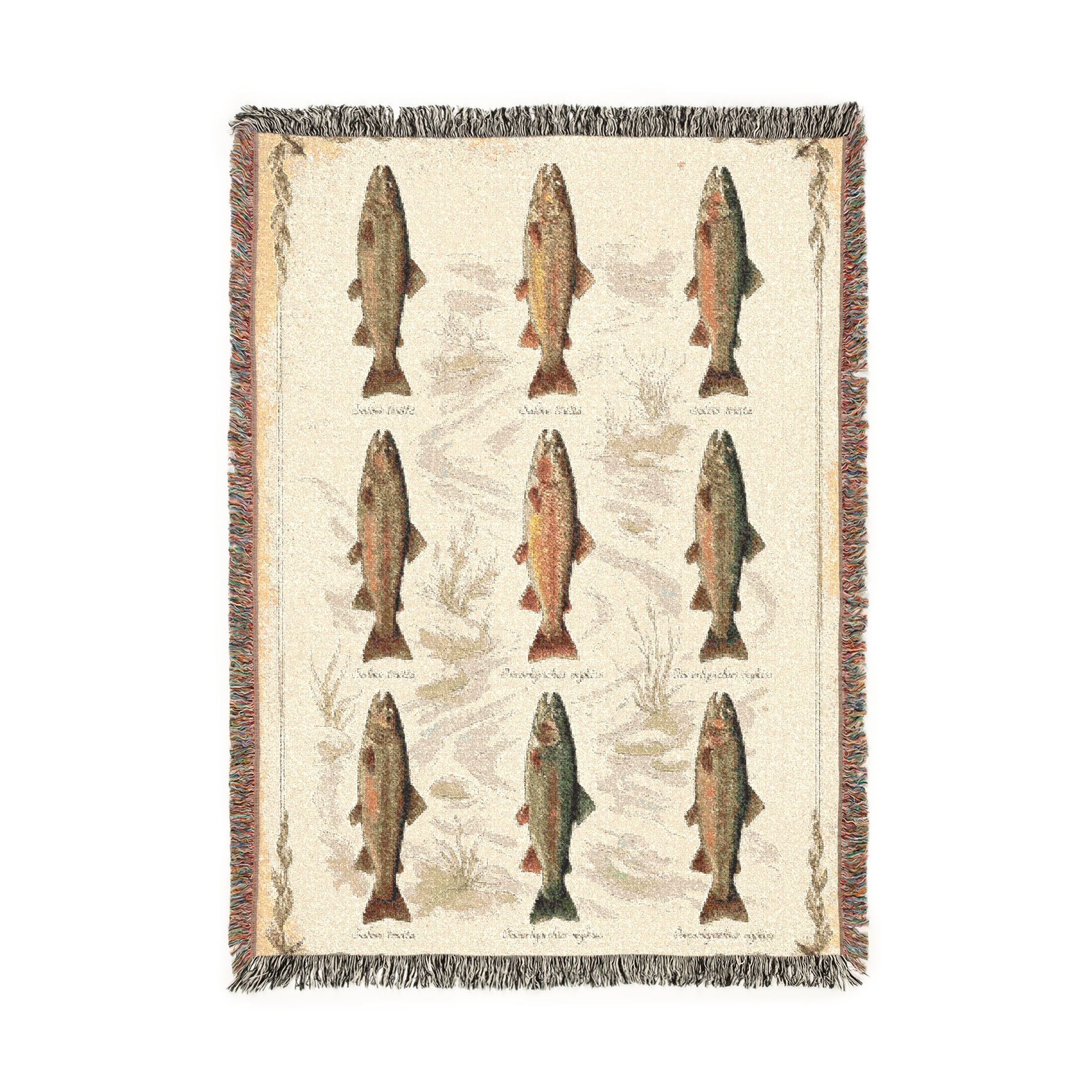 Rainbow Trout Pattern Woven Blanket