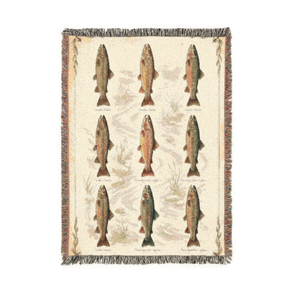 Rainbow Trout Pattern Woven Blanket
