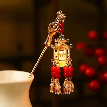 Chinese Rabbit Lantern Hair Pin Clips Hair Sticks Hanfu Hair Accessories for Women Kids Ancient Style Hairpin Hair Fork