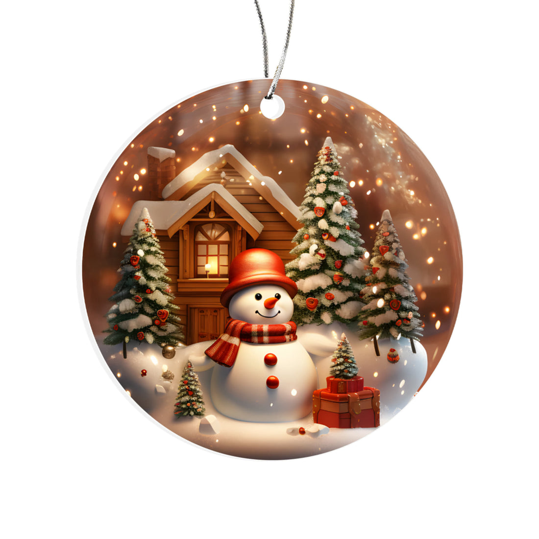 Snowman Series -Snow Globe Edition - Cozy Snowman &amp; Cabin Snow Globe Acrylic Ornament