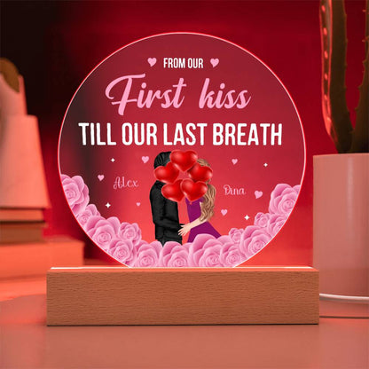 Personalized Valentine LED Acrylic Circle Plaque – Custom Names and Date Romantic Couple Gift