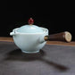 Ceramic Teapot Set - Single Serve with Wooden Handle