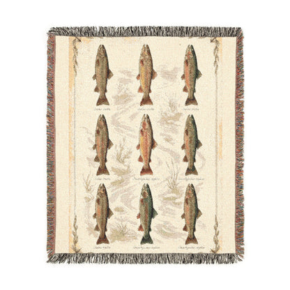 Rainbow Trout Pattern Woven Blanket