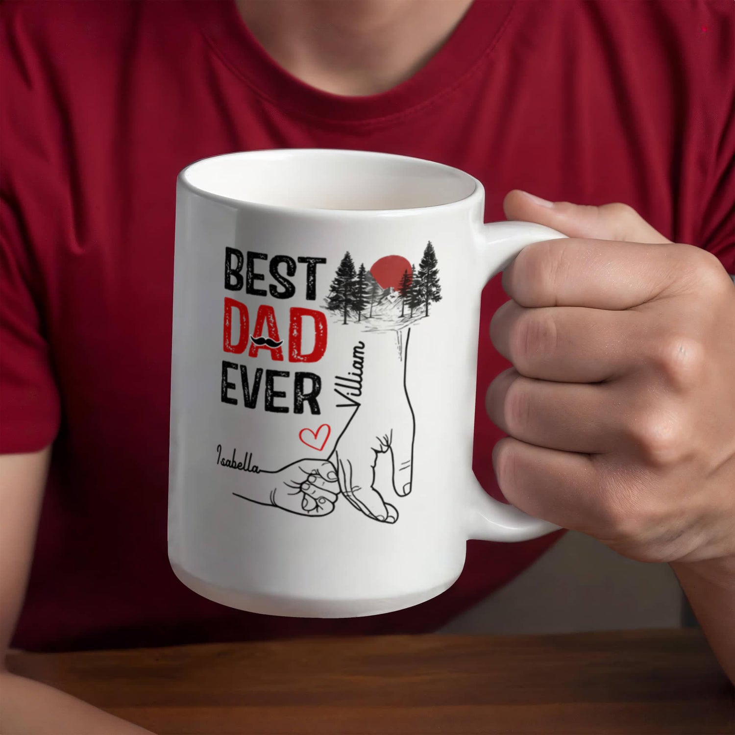 Best Dad Ever Personalized Mug – Custom Dad Coffee Mug with Kids Names, Father’s Day Gift from Kids