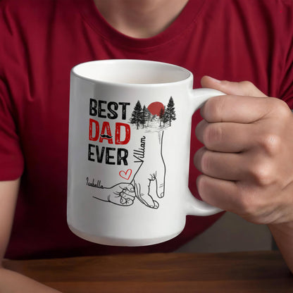 Best Dad Ever Personalized Mug – Custom Dad Coffee Mug with Kids Names, Father’s Day Gift from Kids