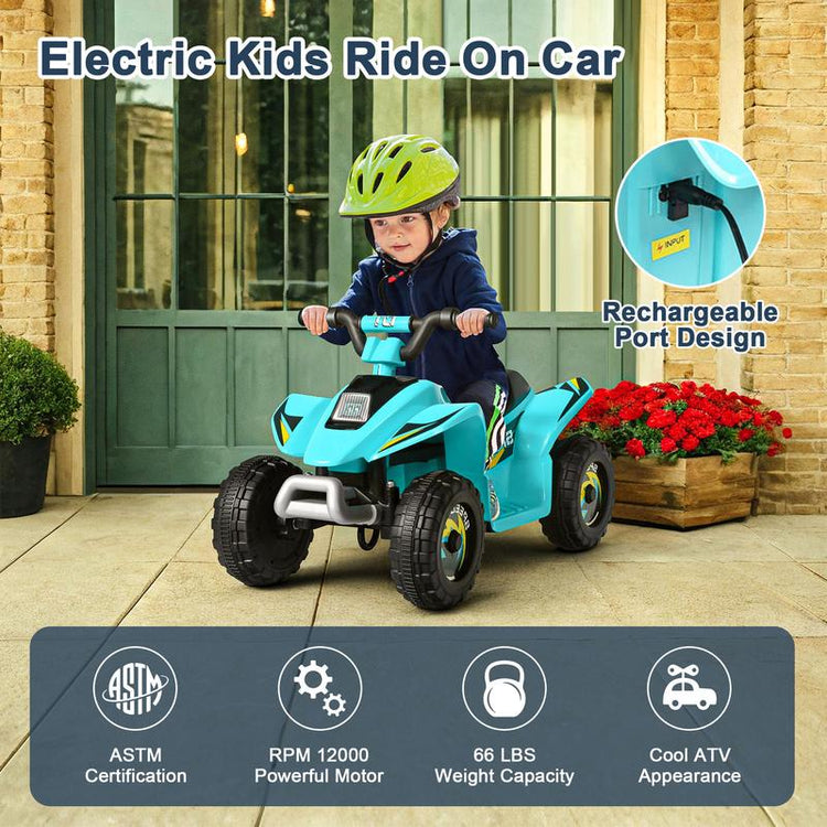CIPACHO 6V Kids Ride on Electric ATV, Ride Car with 4 Wheels, Ride-On Toy for Toddlers 3-5 Boys & Girls