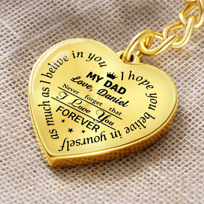 To My Dad Heart Keychain Gift from Son, I Love You Forever Personalized Keepsake Keychain