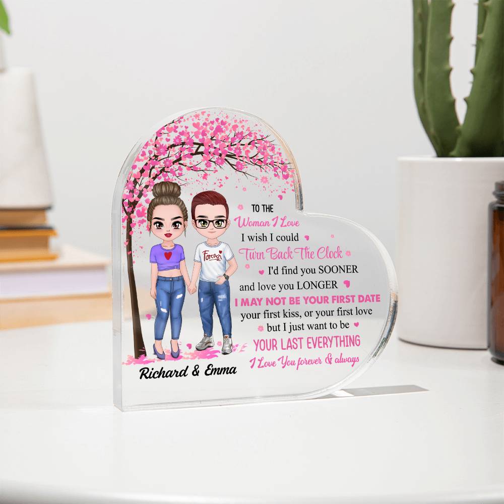 Personalized Valentine Heart Acrylic Plaque – Custom Couple Name &amp; Clipart Romantic Gift for Girlfriend, Wife or Partner
