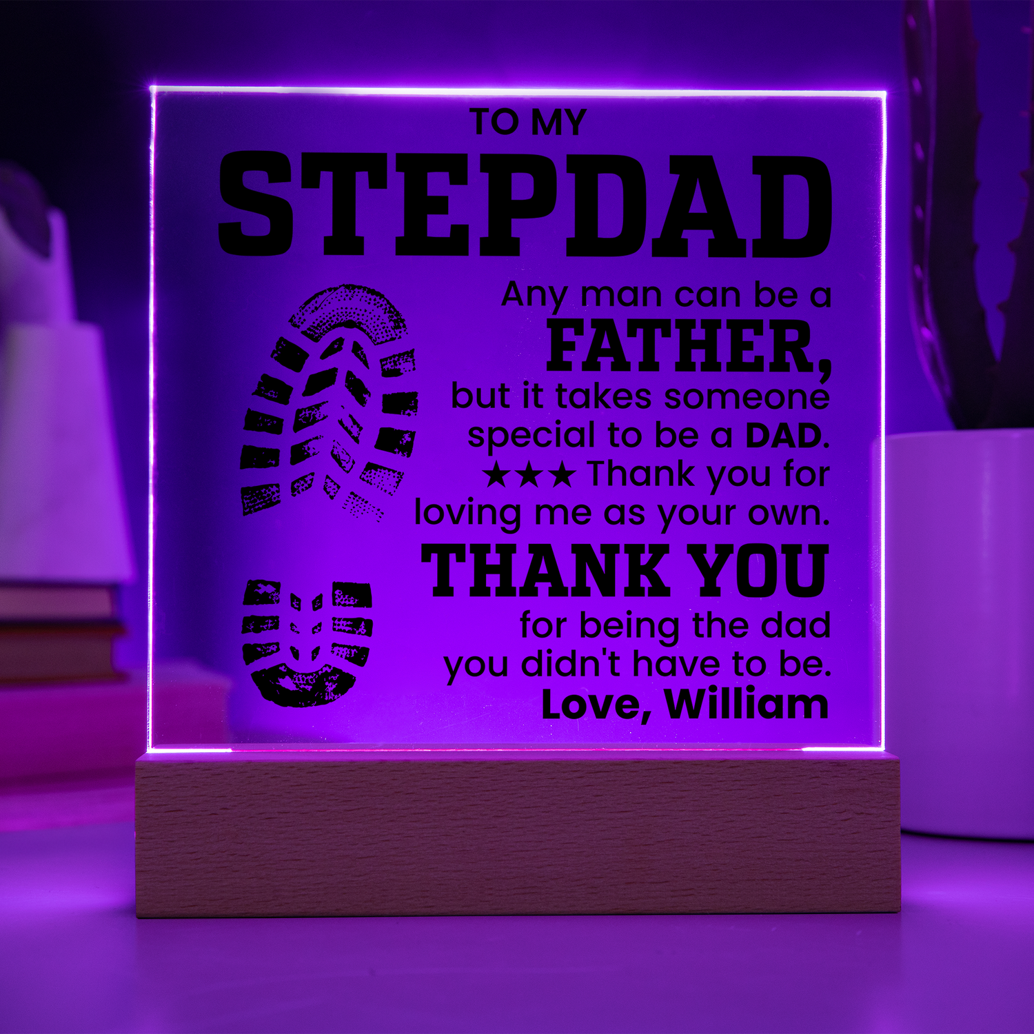 Personalized To My Stepdad LED Night Light Plaque - Emotional Father&