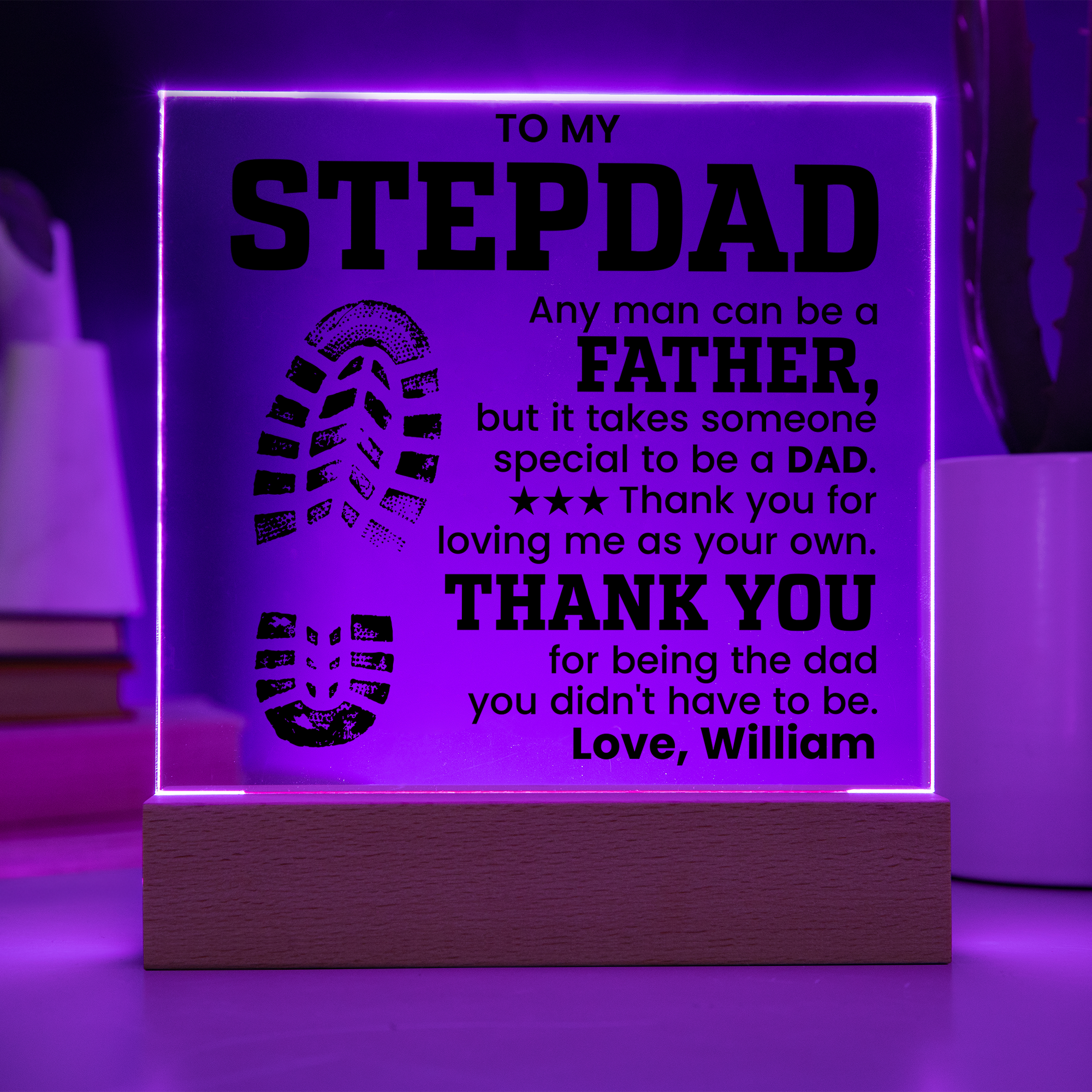 Personalized To My Stepdad LED Night Light Plaque - Emotional Father&