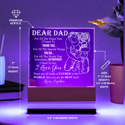 Dad LED plaque gift from daughter
