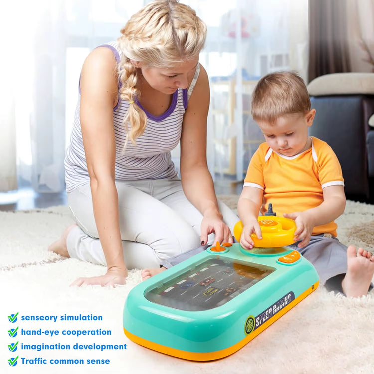 Musical Steering Wheel Toys for Boys 4-6 Toddler Simulated Driving Racing Car Game with Sound Interactive Educational Learning