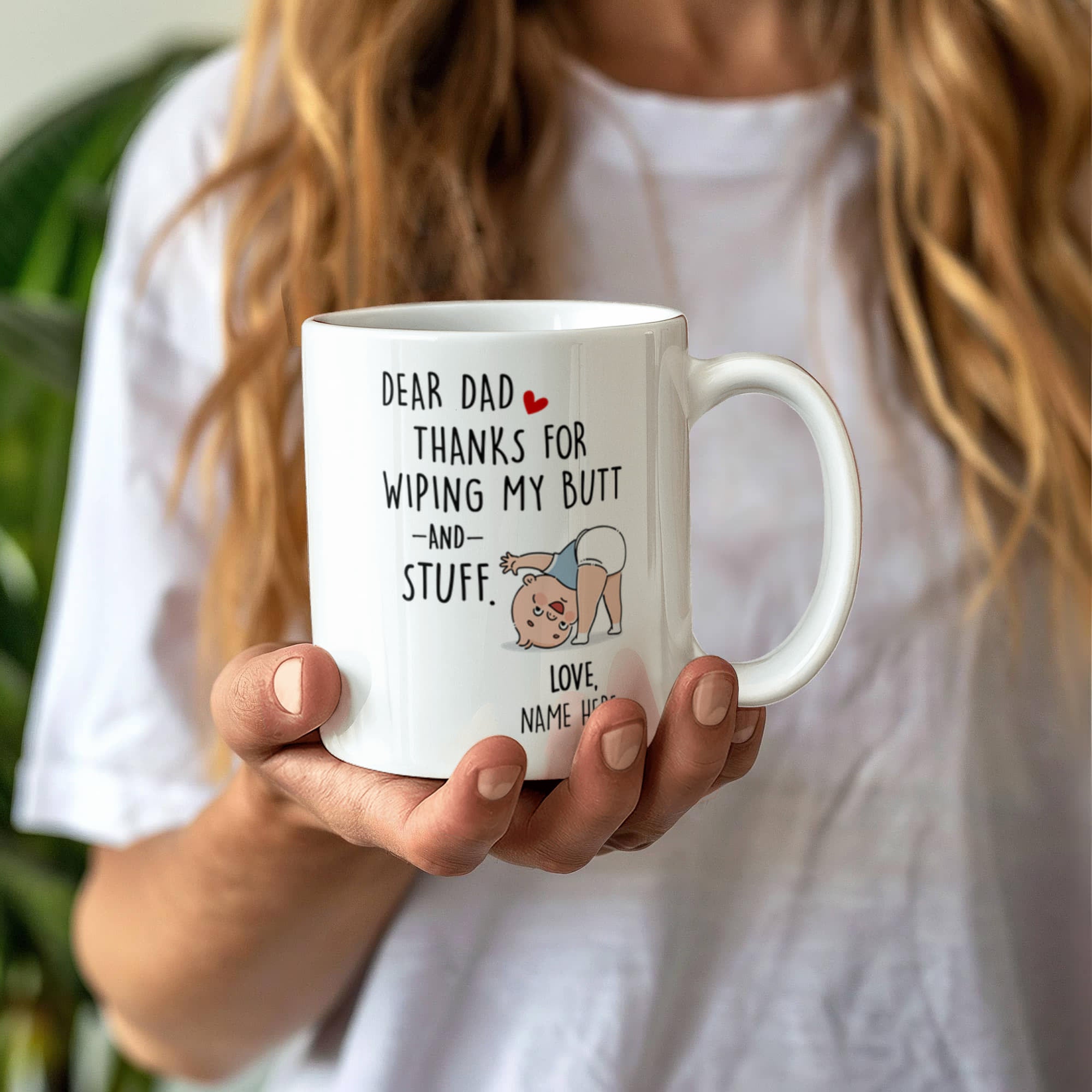 Funny Dad Mug from Baby – Personalized Thank You Dad Mug, New Dad Gift, First Father’s Day Coffee Mug