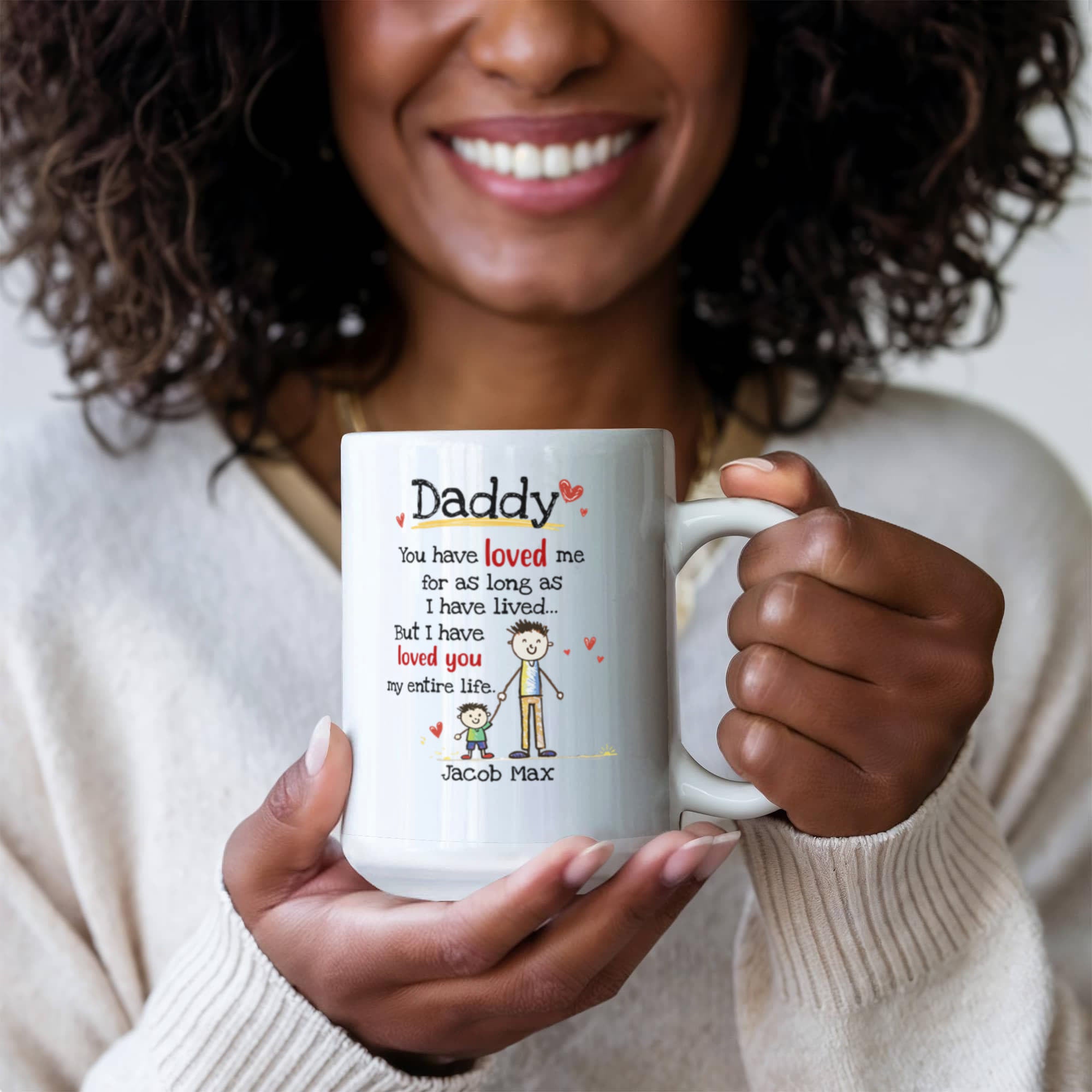 Daddy Personalized Mug from Kids – Custom Dad Coffee Mug with Kids Names, Sentimental Father’s Day Gift for Daddy