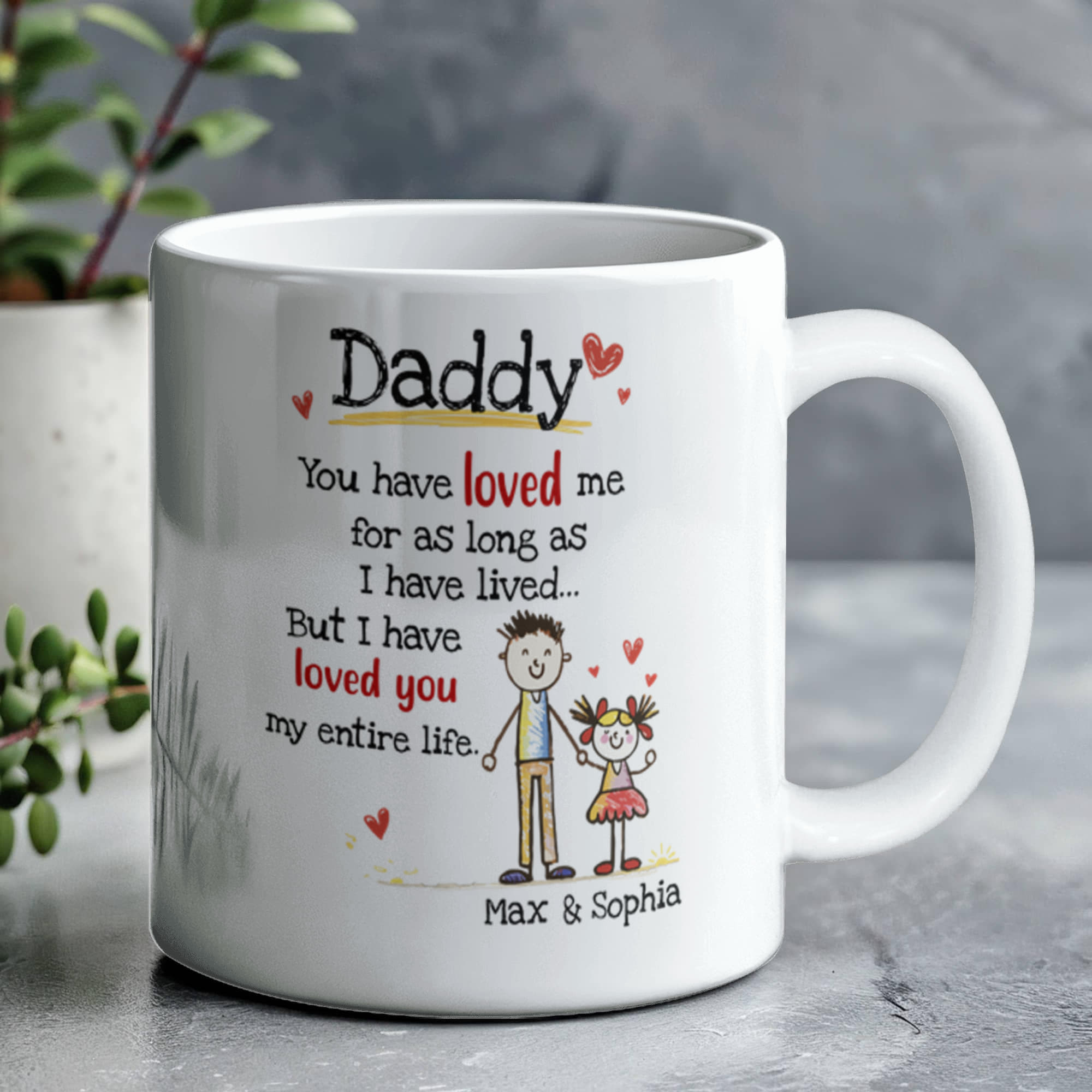 Daddy Personalized Mug from Kids – Custom Dad Coffee Mug with Kids Names, Sentimental Father’s Day Gift for Daddy