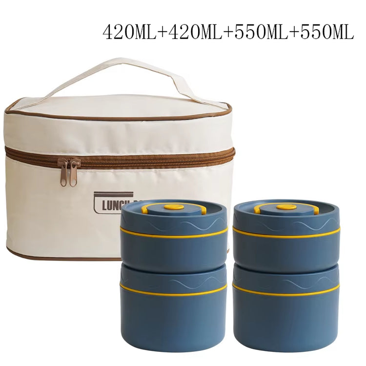 Portable Thermos Lunch Box Set Stackable Bento Box for Kids Adults School Picnic Fruit Salad Food Container Insulated Lunch Bag