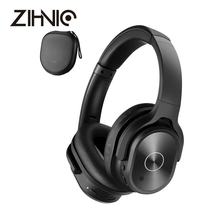 ZIHNIC PN9 Active Noise Cancelling Headphones with Built-In Microphone, Waterproof, Long Standby Powerful Battery Life, Wireless Bluetooth 5.4 Adjustable Audio Audio Connection Custom Earpads Foldable Red Gaming Headset