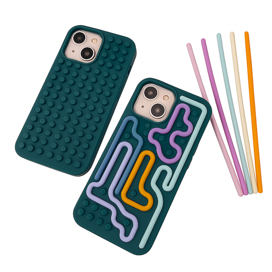 Stress-Relieving Phone Case - Silicone Maze Fidget Cover (5 Colors)