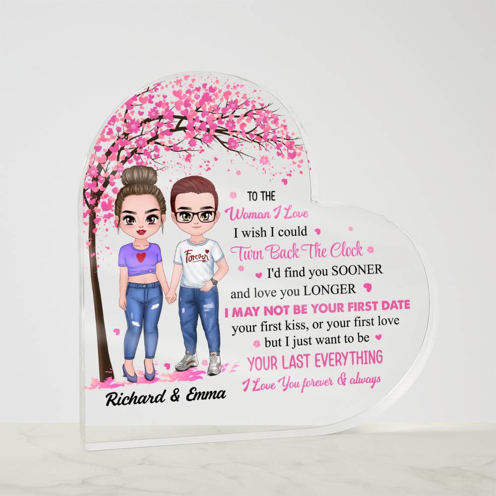 Personalized Valentine Heart Acrylic Plaque – Custom Couple Name &amp; Clipart Romantic Gift for Girlfriend, Wife or Partner