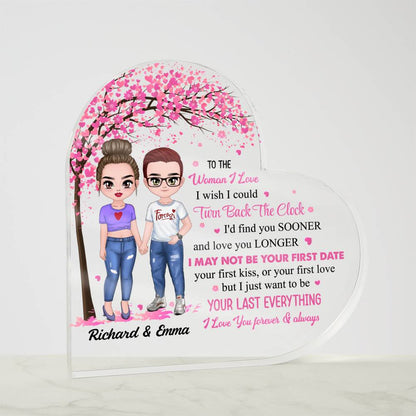 Personalized Valentine Heart Acrylic Plaque – Custom Couple Name &amp; Clipart Romantic Gift for Girlfriend, Wife or Partner