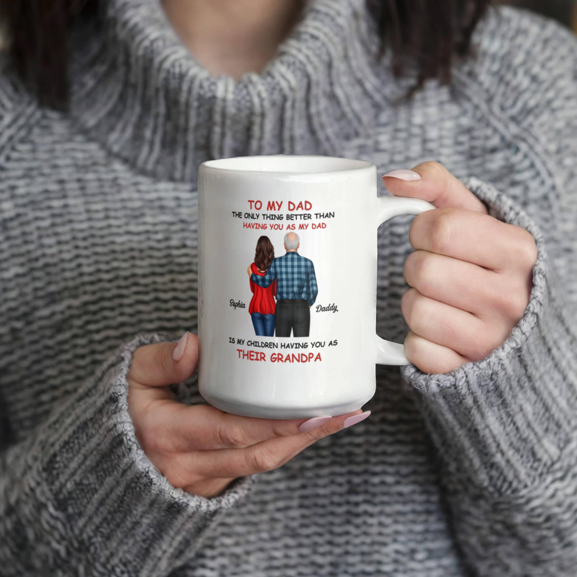 To My Dad Grandpa Mug – Father to Grandpa Gift, Personalized Dad Mug from Daughter, Father&