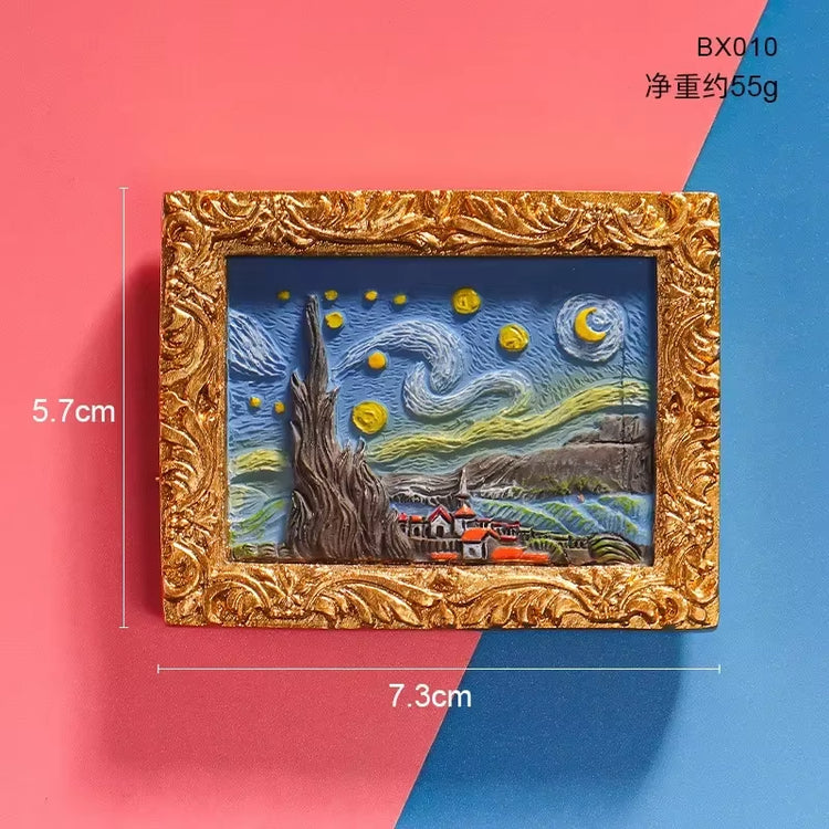 2024 New 3D Van Gogh Series Oil Painted Fridge Magnets Creative Resin Magnets for the Refrigerator Starry Sky Sunflower Gifts