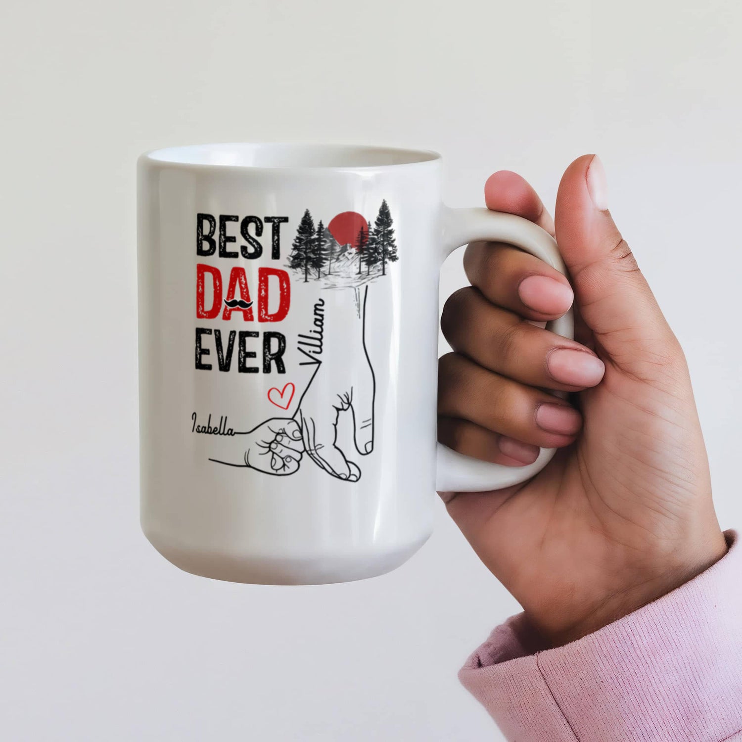 Best Dad Ever Personalized Mug – Custom Dad Coffee Mug with Kids Names, Father’s Day Gift from Kids