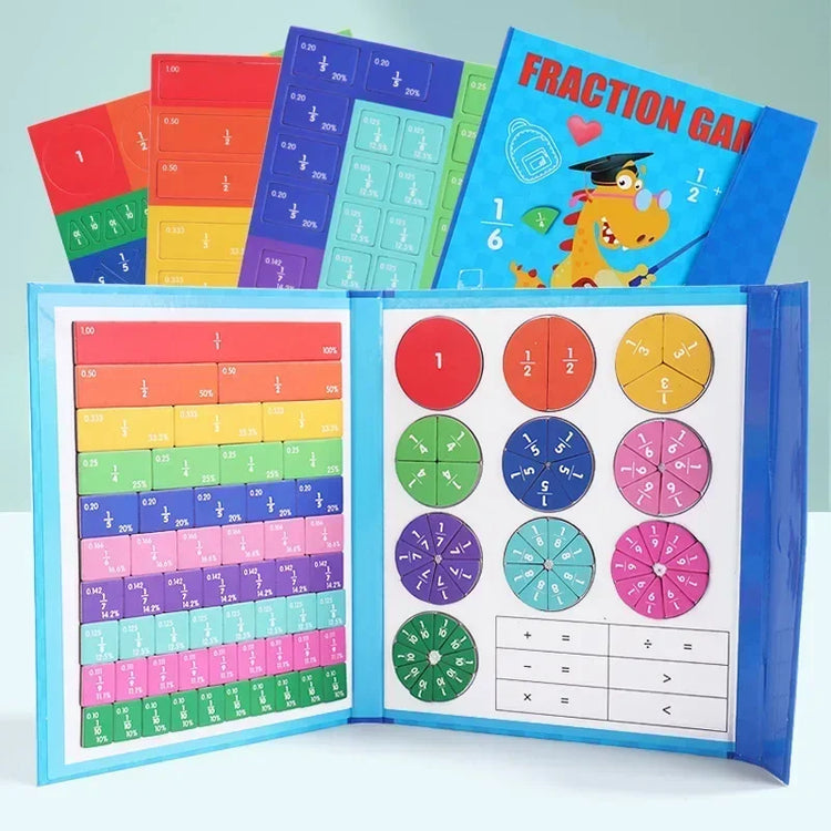 Montessori Fraction Learning Math Toy Magnetic Arithmetic Teaching Aids Wooden Book Educational Toys for Children Christmas Gift