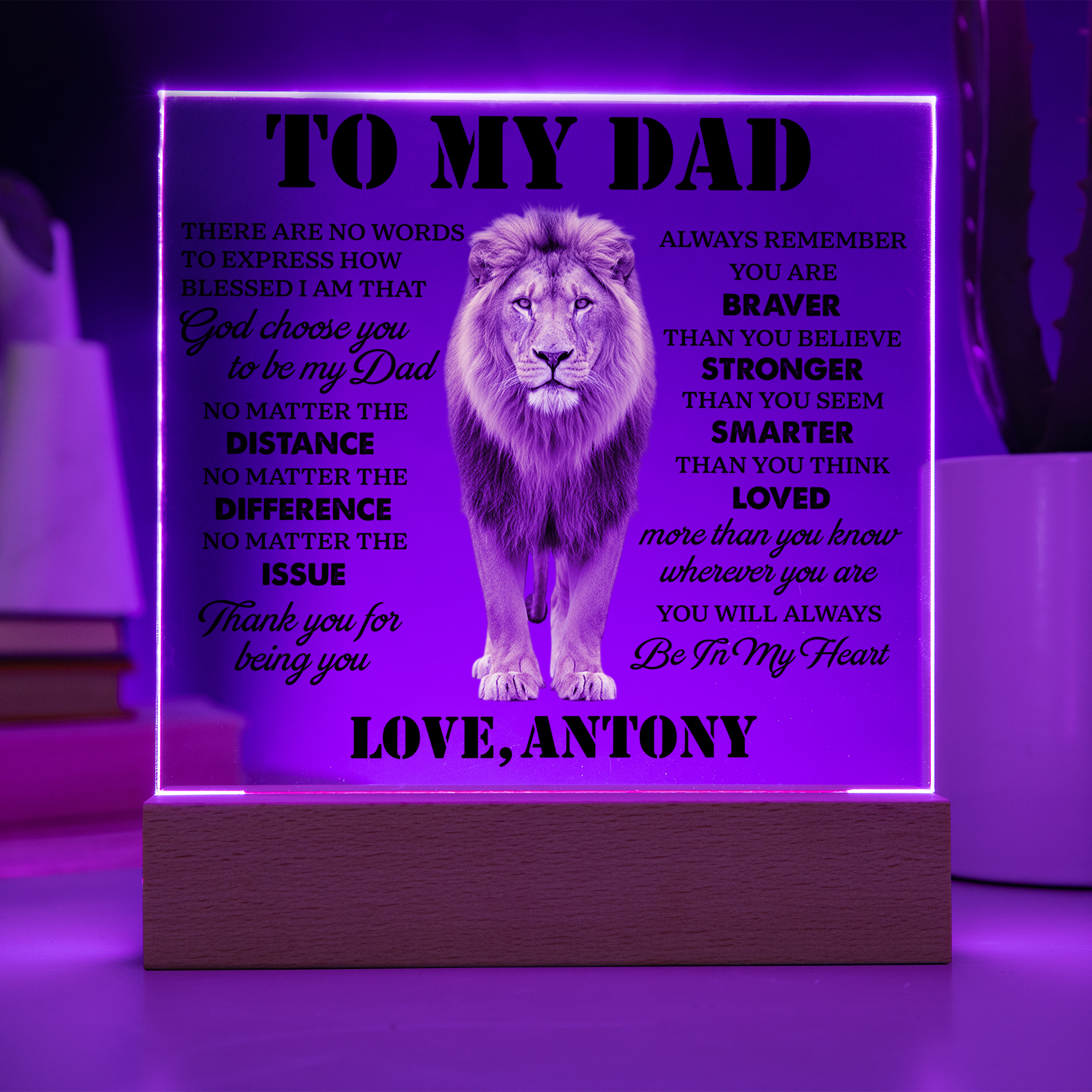 Personalized To My Dad LED Night Light Plaque - Emotional Father&