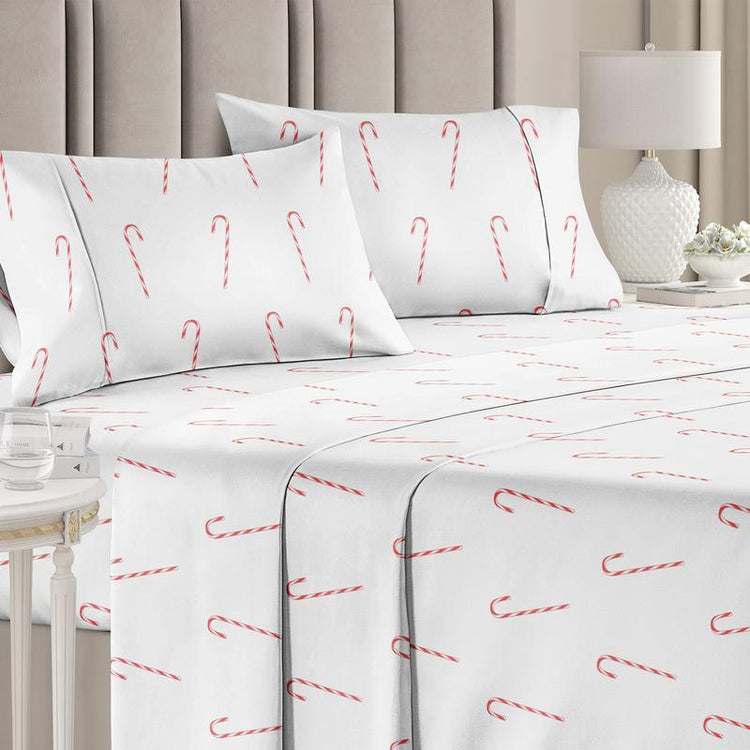 CGK Holiday 4-Piece Sheet Set – Soft Microfiber Bedding, Deep Pocket Wrinkle-Free Festive Christmas Sheets, Trees, Candy Canes, Reindeers