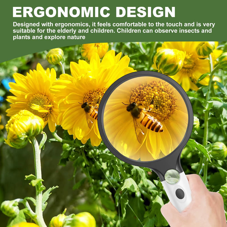 20X/30X Magnifying Glass Handheld Reading Magnifier with 24 LED Light Beads Lighted Magnifying Glass for Read Appreciate Scenery