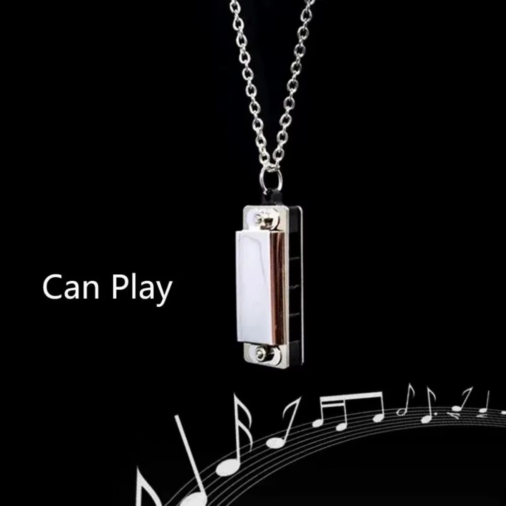 Mini Harmonica Necklace Men and Women Niche Design Sense Pendant Musical Can Blow the Sound Senior Creative Little Instruments