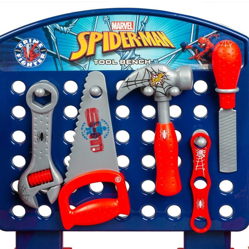 Marvel Spider-Man Tool Bench Playset, Team Nascar Pit Stop Playset with Take Apart Car 84 Pieces - Pretend Play Toy