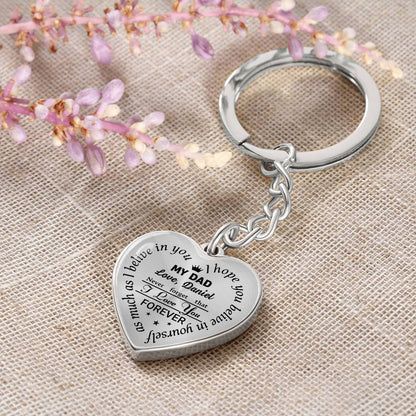 To My Dad Heart Keychain Gift from Son, I Love You Forever Personalized Keepsake Keychain