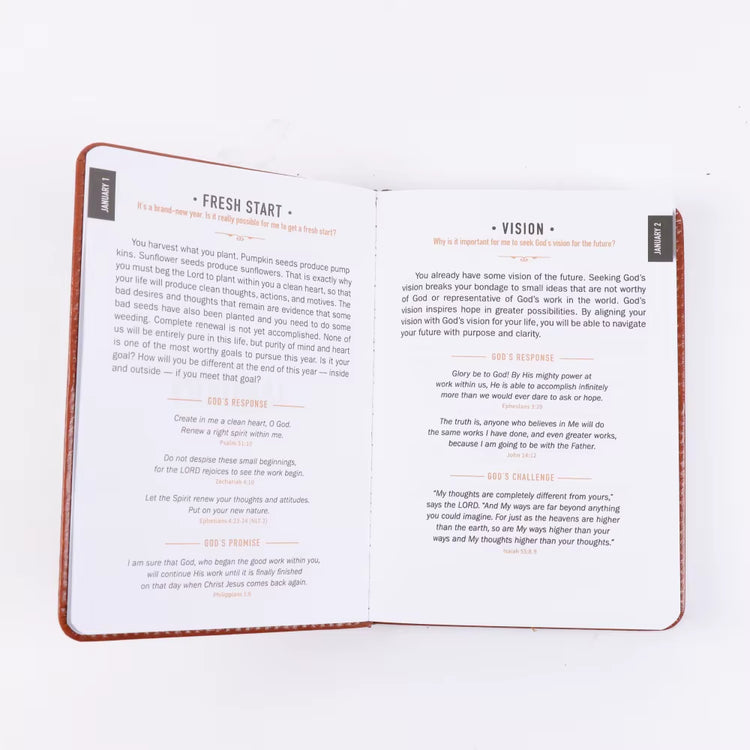 One Minute with God for Men 365 Devotions, Brown Faux Leather Flexcover, Ideal Gift for Dad, Husband, Pastor