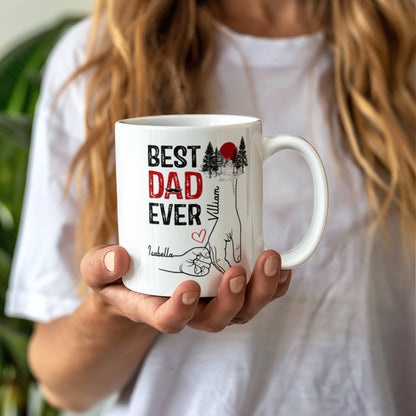 Best Dad Ever Personalized Mug – Custom Dad Coffee Mug with Kids Names, Father’s Day Gift from Kids
