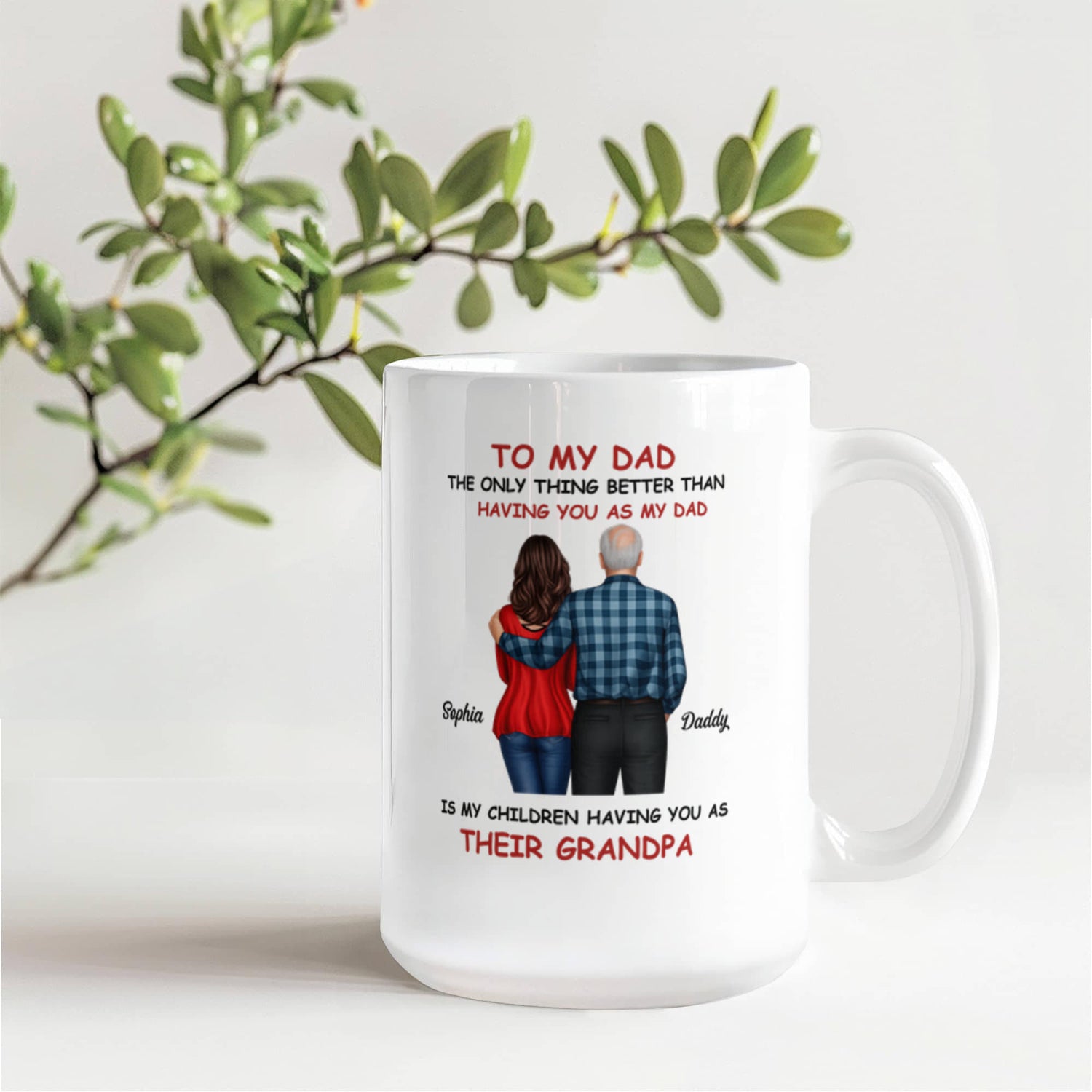 To My Dad Grandpa Mug – Father to Grandpa Gift, Personalized Dad Mug from Daughter, Father&