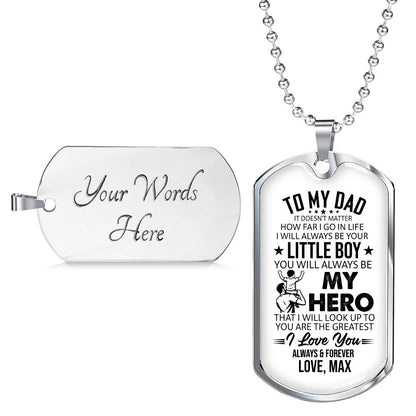 Personalized To My Dad Dog Tag Necklace - "I&