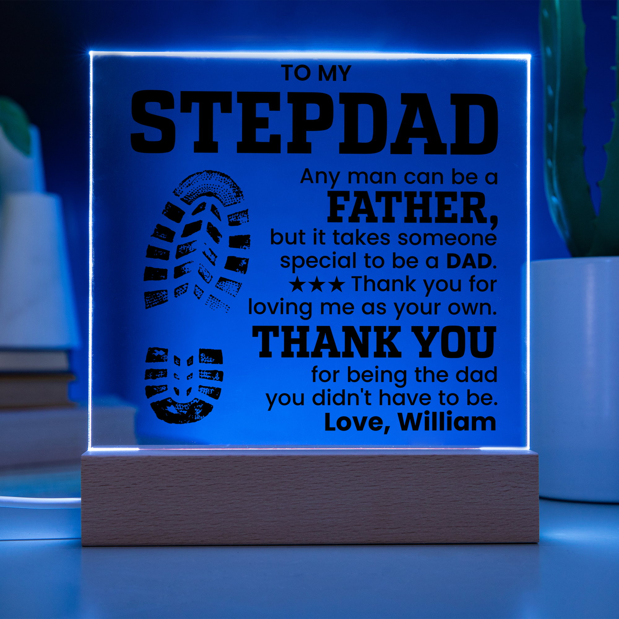 Personalized To My Stepdad LED Night Light Plaque - Emotional Father&