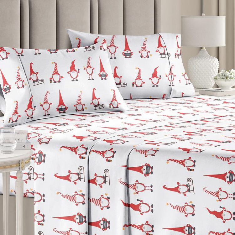 CGK Holiday 4-Piece Sheet Set – Soft Microfiber Bedding, Deep Pocket Wrinkle-Free Festive Christmas Sheets, Trees, Candy Canes, Reindeers