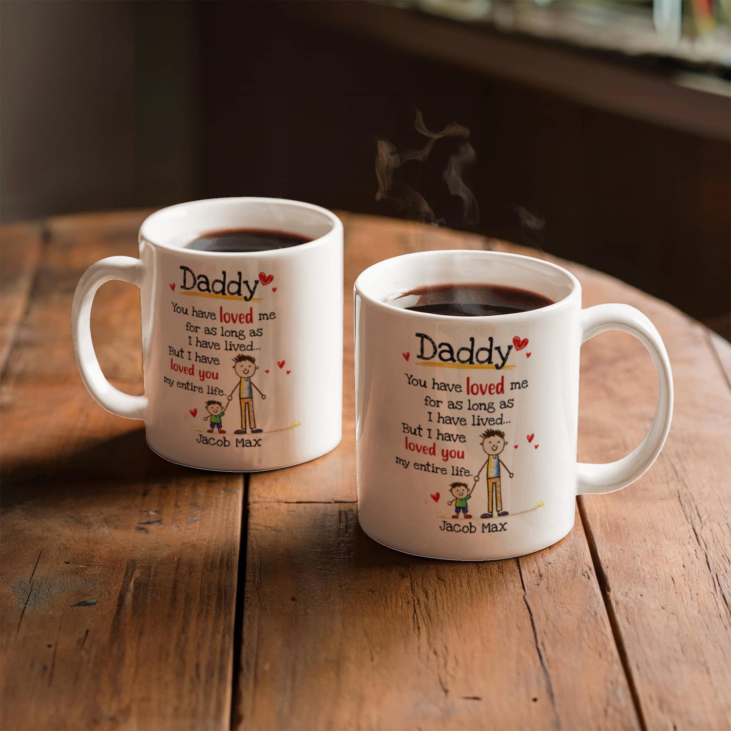 Daddy Personalized Mug from Kids – Custom Dad Coffee Mug with Kids Names, Sentimental Father’s Day Gift for Daddy