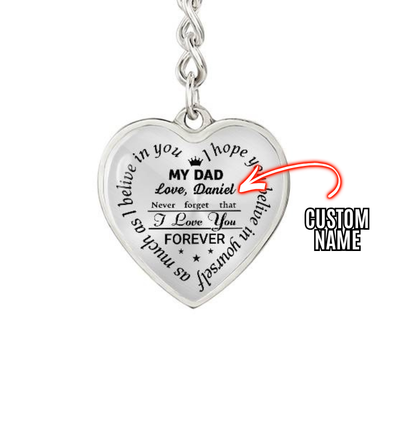 To My Dad Heart Keychain Gift from Son, I Love You Forever Personalized Keepsake Keychain