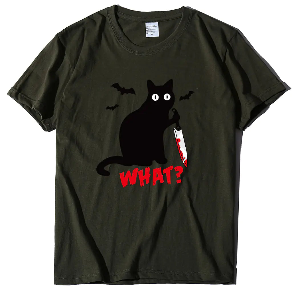 Cat T-Shirt with Blood Dagger Design